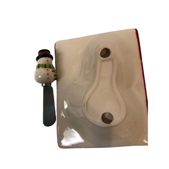 Home Hat Snowman Spreader Snack Appetizer Plate w/spreader 2.5x6.Christmas - Picture 3 of 6